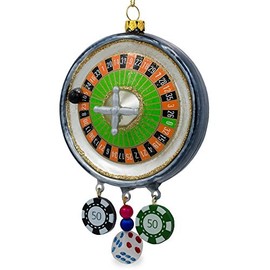 BestPysanky Roulette Casino Poker Chip Glass Christmas Ornament 5.75 Inches
