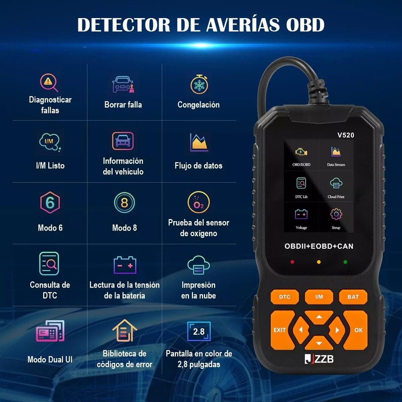 JZZB OBD2 Profesional Scanner para Auto 35901 Códigos Avería, Escáner