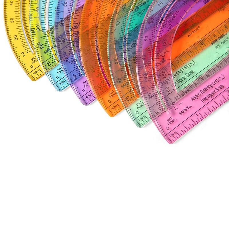 hand2mind Safe-T Protractor for Kids, 180 Protractor, Rainbow Plastic Clear