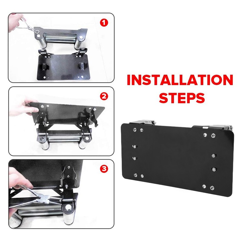 License Plate Bracket Black Stainless Steel Winch License Plate Holder
