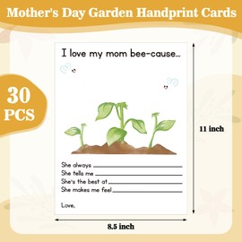 Motipuns 30 Pcs Mother's Day Crafts for Kids 8.5 x 11 inches DIY Mother's Day Handprint Cards Support Filling in The Words and Painting for Pre-k and Kindergarten Children