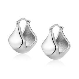 ALEXCRAFT Gold Silver Earrings Small Hoop Earrings Women's Hypoallergenic Silver 925 Earrings Chunky Small Hollow Hoop Earrings Thick Oval Hoop Earrings Huggie Hoop Earrings Chunky Hoop Earrings