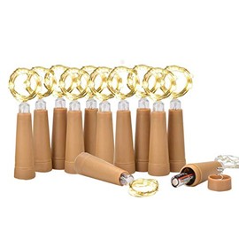 Cadena de luces para botellas de vino, paquete de 12 luces LED AAA alimentadas por pilas multicolor para botellas de vino, decoración de mesa, Navidad, boda, fiesta, estudio, decoración de