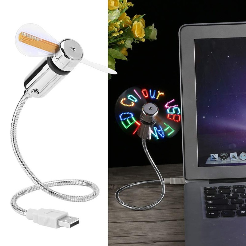 Diyeeni Mini Ventilador Flexible USB, Pantalla de Mensaje programable LED