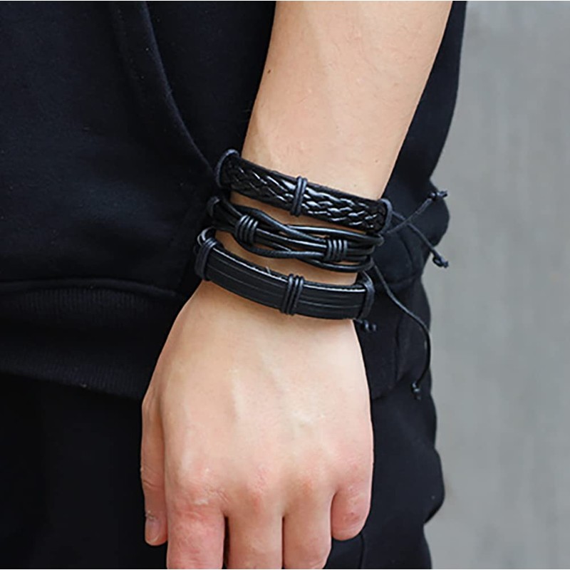 Chamqueen Woven Leather Bracelet Combination Gifts For Men and Boys
