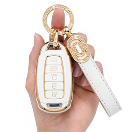 LJMTBKAN TPU Key Fob Case Cover Suitable for 2019 2020 2021 2022 Hyundai Santa Fe Palisade Kona Elantra GT Veloster Smart Key Fob