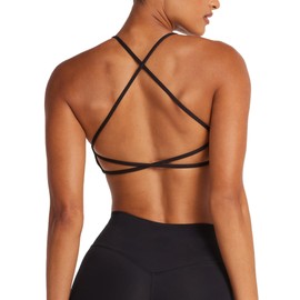 Navneet Brasier Deportivo Mujer Brasier Espalda Descubierta Sujetador Deportivo Tank Top Mujer Deportivo con Copas Acolchadas extraíbles Top Deportivo Negro, M