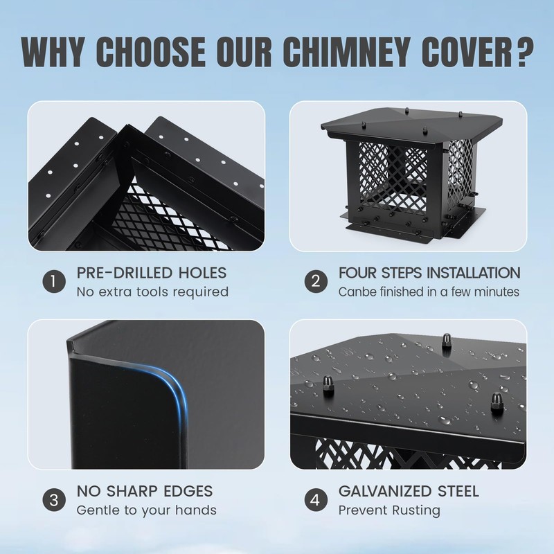 INNO STAGE Chimney Cap, 10"x10" Chimney Cover, Chimney Rain Caps,