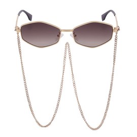 Sundaze Women's Hexagon Chain Sunglasses (Gold/Brown)