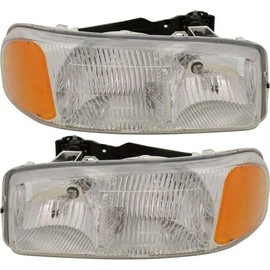 For 1999-2006 GMC Sierra 1500 Headlight Driver and Passenger Side w/Bulbs GM2502188 GM2503188 | 15850351, 15850352