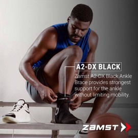 Zamst A2-DX Black Ankle Brace for Sports - Breathable Sports Ankle Support for Men and Women with Guard Stabilizers for High-Grade Ankle Sprain - Left, Small