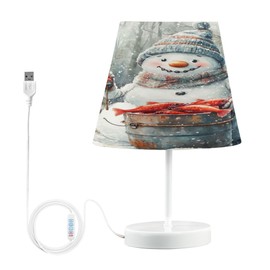 SEHANY Christmas Snowman Table Lamps USB Ports 3 Way Dimmable Nightstand Lamps Metal Base Soft Light Eyes- Friendly LED Night Bedside Lamps for Bedroom Living Room Home Decor-S