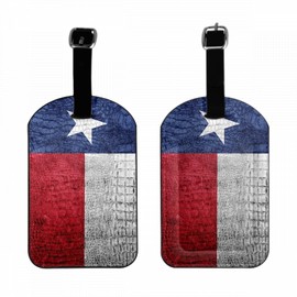 Zoczos Texas Flag Luggage ID Tags State Banner White Red Gray Suitcases Bag Baggage Travel Tags Identifiers Leather Name Luggage ID Tags for Women Men, 1 Pack