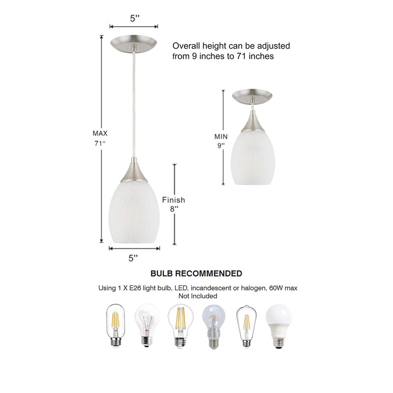 Glassland Pendant Lighting, 1 Light Mini Pendant Light in Brushed