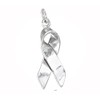 New Awareness Remembrance Ribbon 3D 925 Solid Sterling Silver Charm