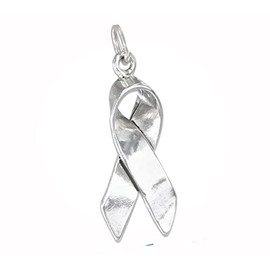 New Awareness Remembrance Ribbon 3D 925 Solid Sterling Silver Charm Pendant for Everyday Wear and Any Outfit ISLANL00804