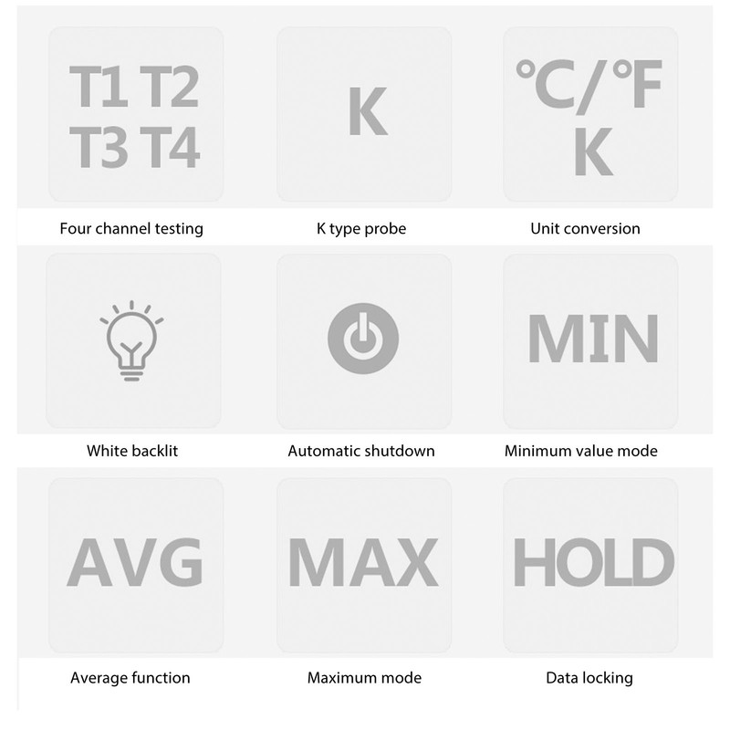 Thermometer High Accuracy Digital Display 4 Channel Portable Thermocouple Thermometer