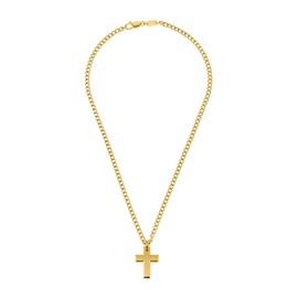 s.Oliver 2036868 Stainless Steel Men's Necklace 50 cm Gold Cross Comes in Jewellery Gift Box, 50, Stainless Steel, None