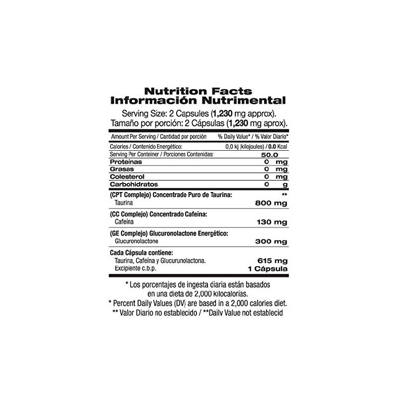 TAURINE, CAFFEINE & GLUCORONOLACTONE CAPSULE