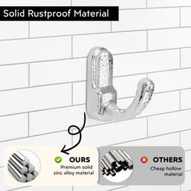 Metaliby 6 Pack Bathroom Hooks for Towels, Polished Chrome Towel Hooks Wall Mounted, Bath Towel Robe Hook for Bathrooms, Bathroom Wall Hooks for Hanging Towels