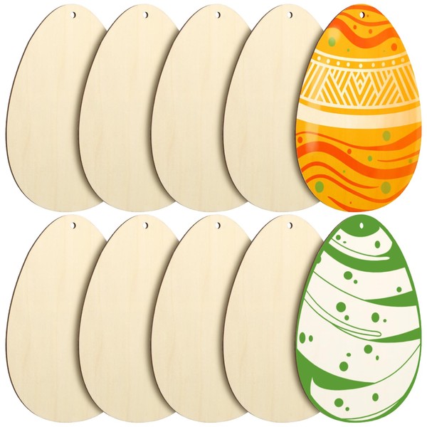 Operitacx 10pcs Wooden Easter Eggs for Crafts, Unfinished Egg Wood