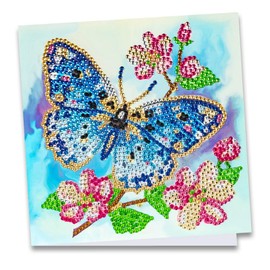 Ideen mit Herz Diamond Painting Greeting Card | Rhinestone Edition | 16 x 16 cm | 370 gsm | Includes Stones, Envelope & Tools (Blue Butterfly)