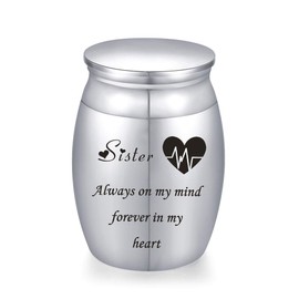 Sunling Decorative Memorial Keepsake Urns for Cremains Stainless Steel Mini 1.57 Inch High Small Funeral Urns Cremation Ashes Holder for Family Members
