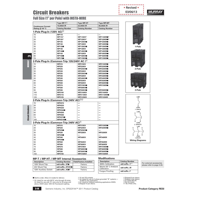 MP350 50-Amp Three Pole Type MP-T Circuit Breaker