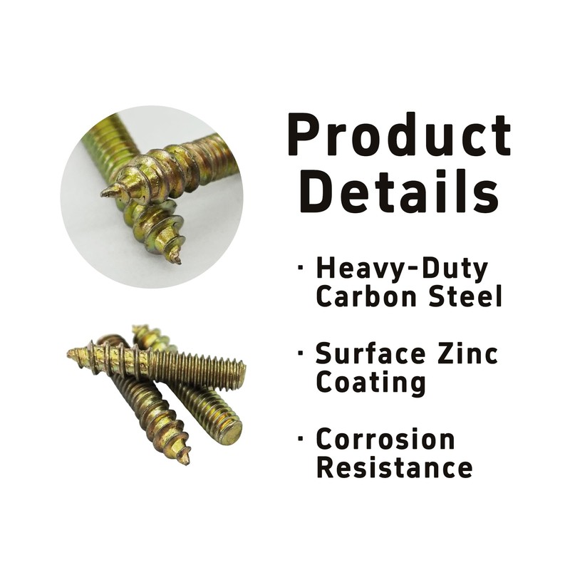 bociloy 20Pcs M4x25mm Hanger Bolts, Double Ended Thread Dowel Screws,