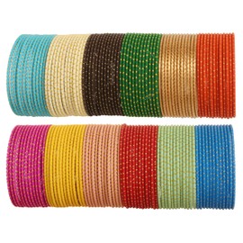 Touchstone indian bangles bracelets for women colorful churiyan set return gifts jewelry chudiya bulk pack bollywood metal bangle sets trimmed edges 12 textured vintage colors. Set of 144