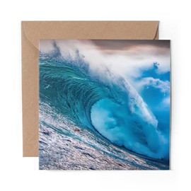 1 x Greeting Card Barrel Wave Surf Ocean Sea Surfer - Blank Birthday Celebration Anniversary #16969