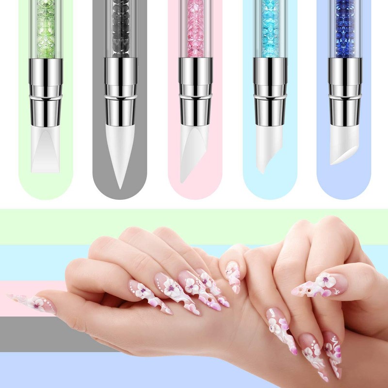 5 Pcs Silicone Nail Tools Dual Tipped Nail Art Sculpture