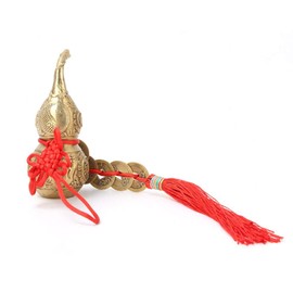 KEYREN Pure Brass Wu Lou Cucurbit Gourd Home Decoration Symbol of Luck and Treasure Chinese Office Bedroom Car Hanging Ornaments