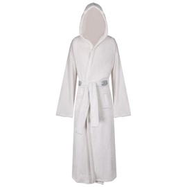 Princess Leia Costume Adult Women Robe Leia Cosplay Outfits Flannel Hooded Bathrobe with Belt Suits (White, Large)