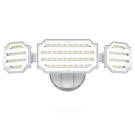 LEPOWER 4500LM Outdoor Flood Lights, 45W LED Flood Light, Exterior Flood Lights Switch Controlled, 5000K, 3 Adjustable Heads IP65 Waterproof Outdoor Lights for House, Garage, Yard White