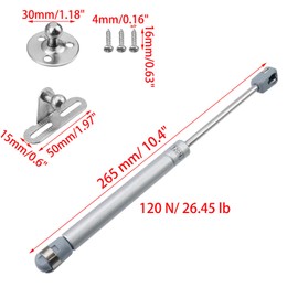 Wealrit 2 Pcs Silver 120 N/ 26.45 LB Gas Struts for Cabinet Lid Supports Hydraulic Hinges 11 Inch Length Soft Open Gas Shocks Spring