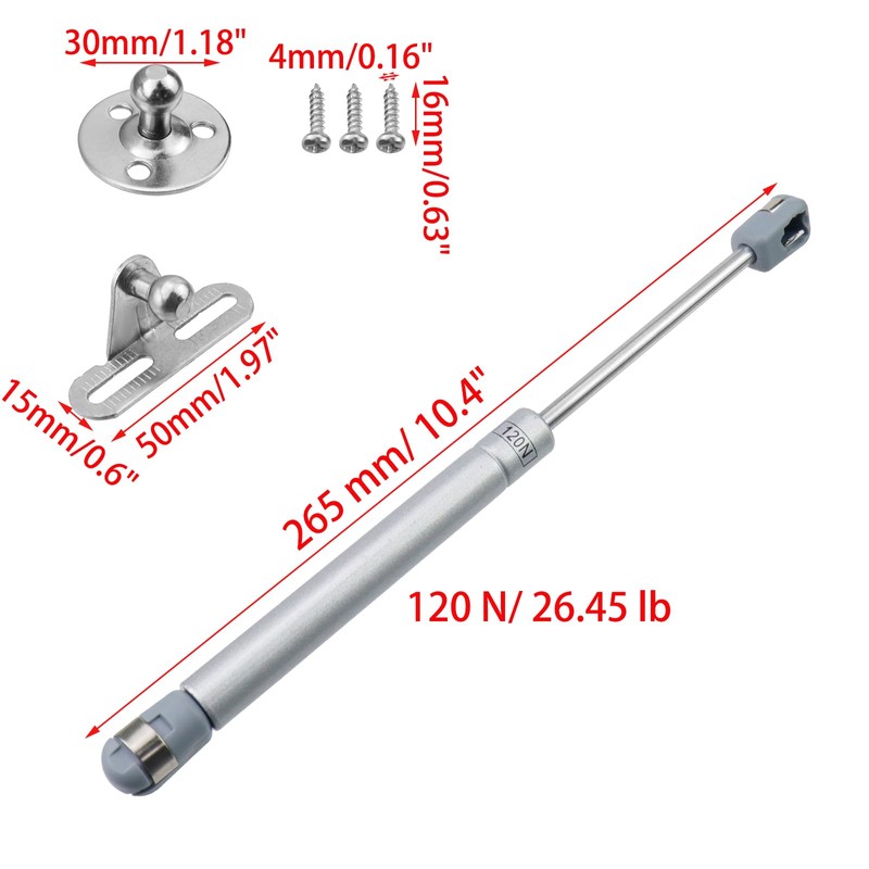 Wealrit 2 Pcs Silver 120 N/ 26.45 LB Gas Struts