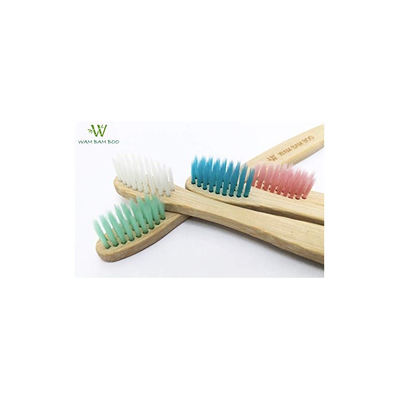 Bamboo Toothbrushes Kids Pack of 4 Kids Bamboo Toothbrushes, Biodegradeable