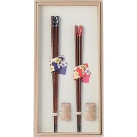Officer 左衛門 若狭 Coating Chopsticks, Celestial Throwing Cherry Couple Chopsticks 23.5 cm/21.5 cm Chopsticks 置付 X – 209