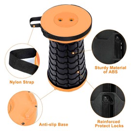 VOLIXOD Foldable Telescoping Stool Portable, Retractable Stool for Adults, Upgraded Collapsible Folding Seats with Load Capacity 550lbs, Camping Stools for Adults