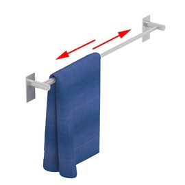 Adhesive Adjustable Towel Bar, HOMOTEK Economical Self Stick Towel Holders, Towel Rod Size from 12 Inch to 22 Inch Single Towel Racks, Towel Hanger Hook for Kitchen(1 Pack Matte Black)