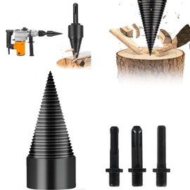 Drill Cone, Wood Splitter, 32 mm, Firewood Splitter Drill with 3 Drill Handles, Festberg Drill, Wood Splitter, Original, Drill Cone, Wood Splitter, Power Drill, Wood Splitter