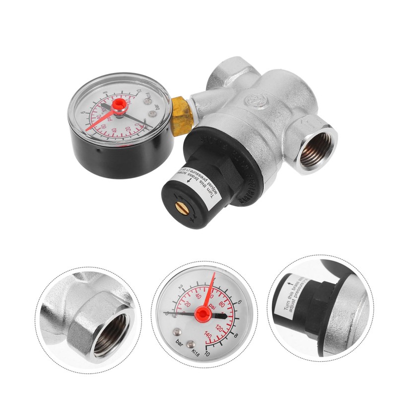 Operitacx Einstellbarer Wasserdruckregler Messing Für Wohnmobile Kompakter Druckminderer Mit Manometer