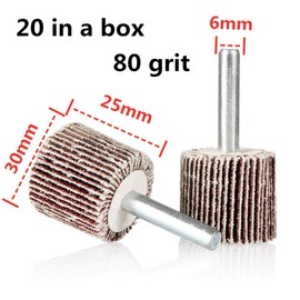 FEIHU 30mm Flap Wheels,80 Grit.1/4" Shank Diameter for Removing Rust, Deburring, Grinding Polishing Flat. Disc Abrasive Sanding Pads for Drills 6mm Shank （20 Pack）