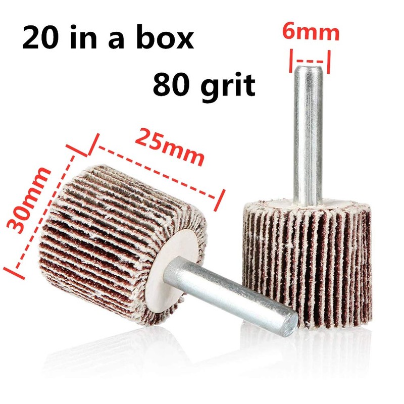 FEIHU 30mm Flap Wheels,80 Grit.1/4" Shank Diameter for Removing Rust,