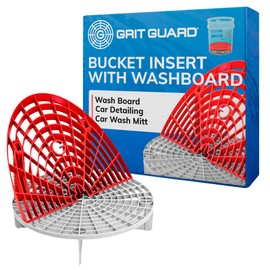 Grit Guard The Original Bucket Insert with Washboard Combo | Removes Dirt from Wash Mitt for Detailing | Car Wash Bucket Insert & Washboard | Red/White