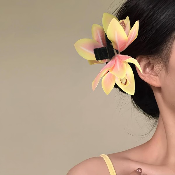 Rannyrena Artificial Flower Hair Claw Clips for Women Large Hawaiian
