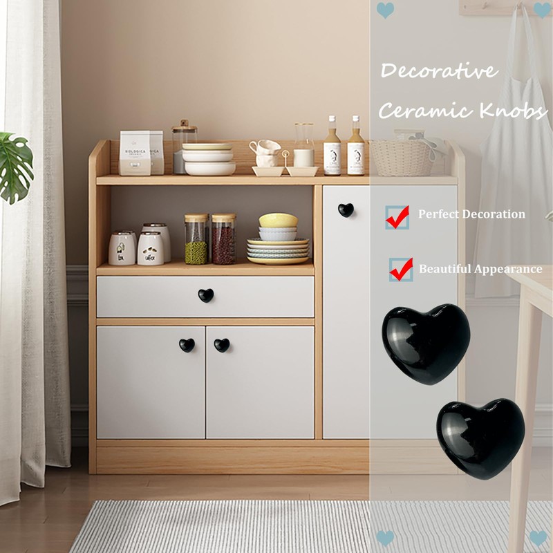 Mimhooy 4 Pack Black Ceramic Drawer Knobs Decorative Cabinet Knobs,