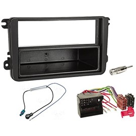 AudioPro Ject A123 Car Radio Installation Kit for VW Golf V, Touran, 3 °C, Caddy, EOS Skoda (Octavia), with Tray, Black
