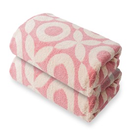 Lyntrique OX Pink Bath Towels Set of 2 Made Cotton 27x55 Inches Highly Absorbent for Bathroom